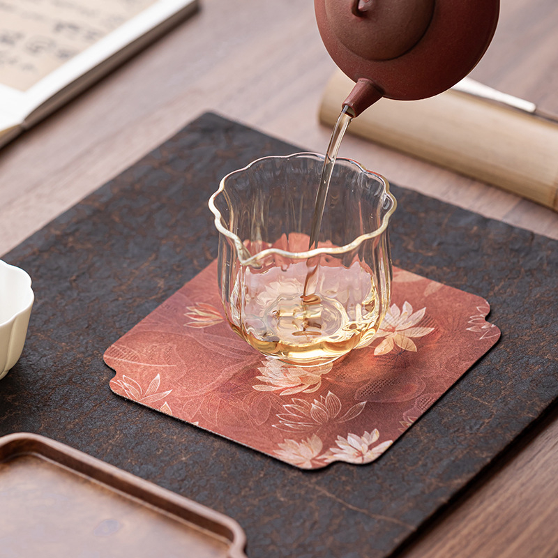 Podnos za čaj od orahovog drveta u zen stilu, Gongfu čajni set za kućnu upotrebu, kompaktni retro podmetač za čajnik i šalice