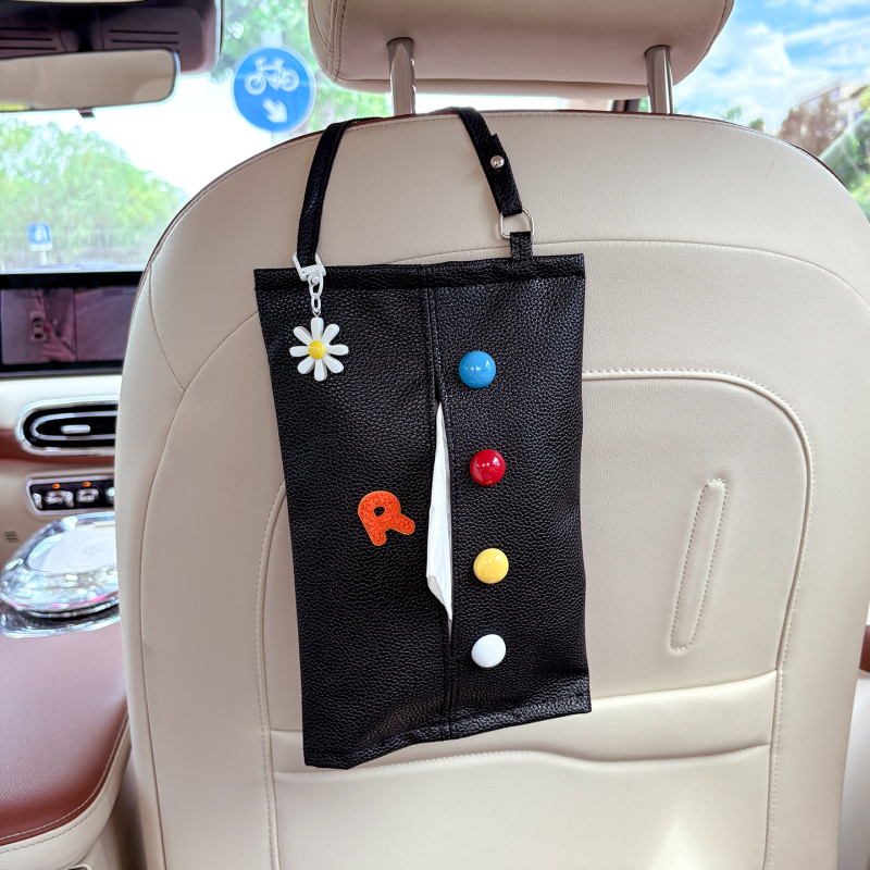 DIY Mala torbica za maramice za kuću i auto, koža s uzorkom lychee, visi na stražnjem naslonu sjedala