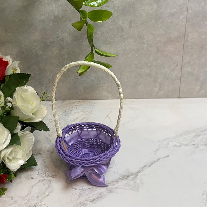 Mini pleteni koš za cvijeće, prijenosna dekorativna košara za kućnu pohranu, seoski stil