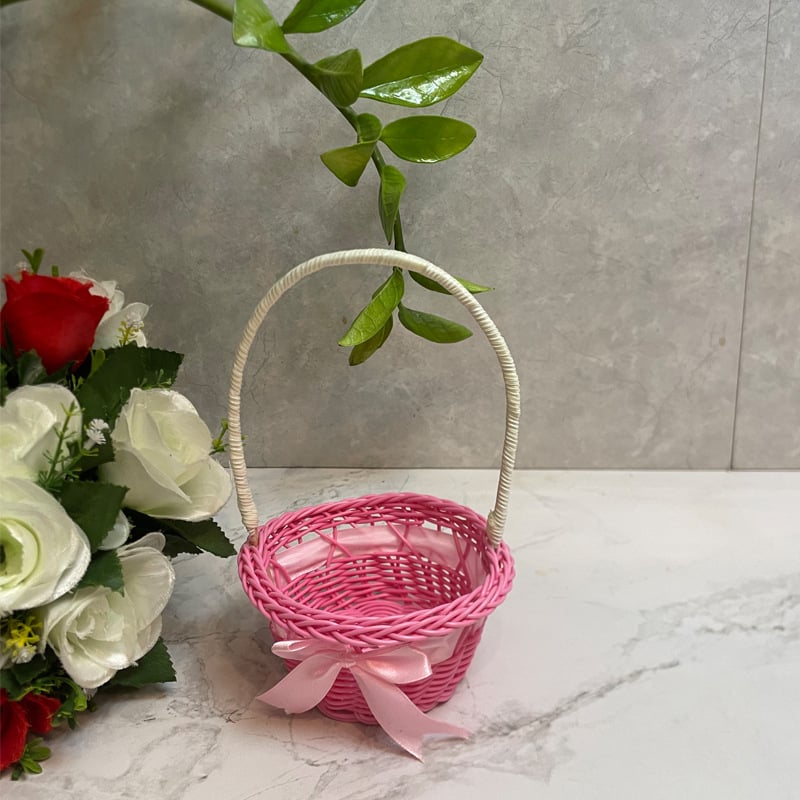 Mini pleteni koš za cvijeće, prijenosna dekorativna košara za kućnu pohranu, seoski stil