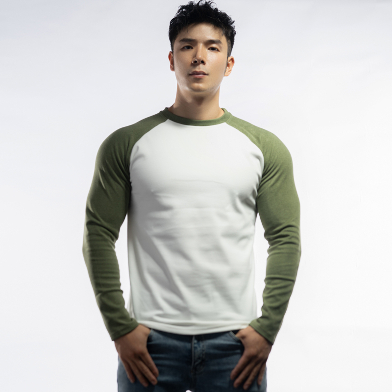 Tricou cu mânecă lungă pentru bărbați, croială musculară, bloc de culoare, primăvară-toamnă, sport-casual.