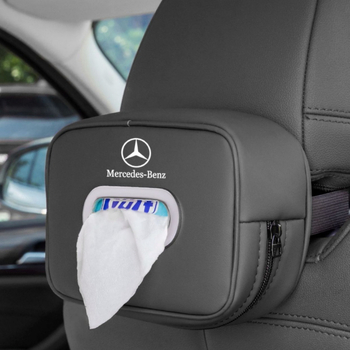 Kožna kutija za maramice u automobilu, viseći držač uz naslon za ruku, s mogućnošću loga