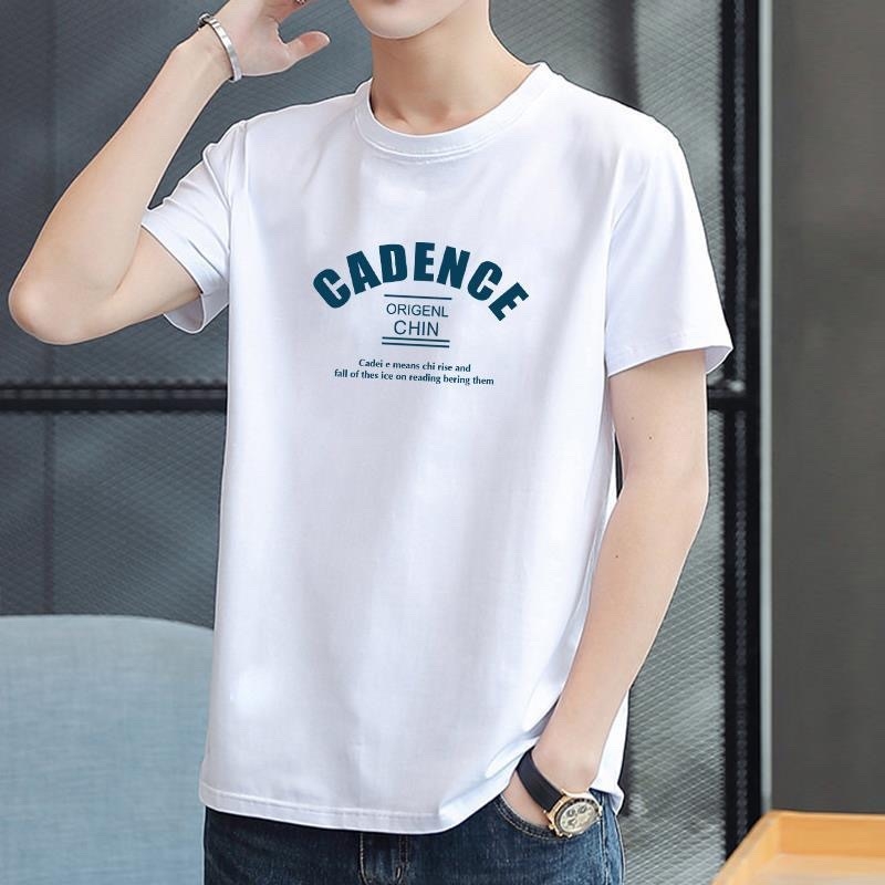 Tricou din bumbac pentru bărbați, guler rotund, mâneci scurte, croială lejeră, stil coreean, imprimeu geometric, vară 2024