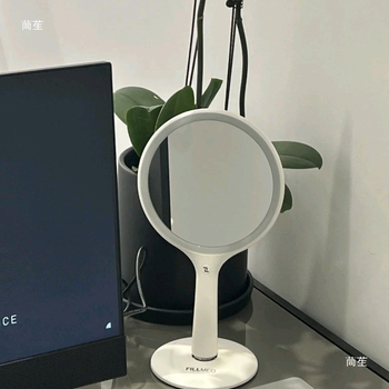 LED sminktükör világítással, kétoldalas, hordozható asztali sminktükör