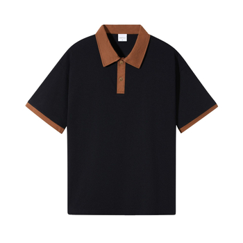 Muška retro polo majica od pamuka 245 g, dvostruka vlakna, kratki rukav, jednobojna, kontrastni ovratnik, ljeto