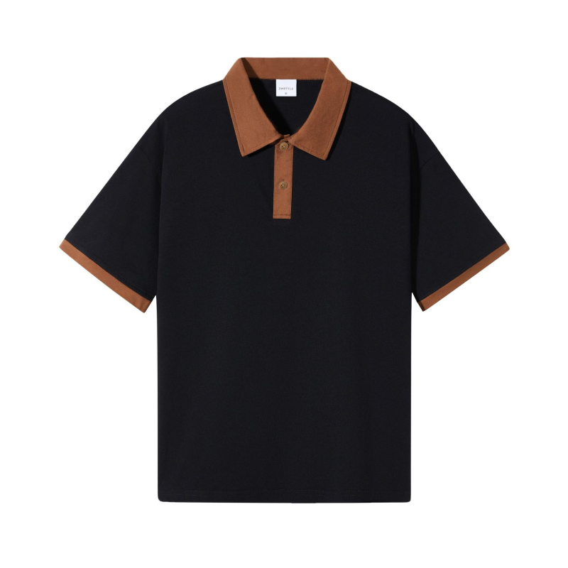 Muška retro polo majica od pamuka 245 g, dvostruka vlakna, kratki rukav, jednobojna, kontrastni ovratnik, ljeto