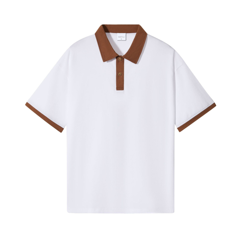 Muška retro polo majica od pamuka 245 g, dvostruka vlakna, kratki rukav, jednobojna, kontrastni ovratnik, ljeto