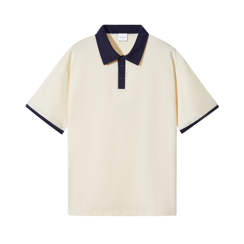 Muška retro polo majica od pamuka 245 g, dvostruka vlakna, kratki rukav, jednobojna, kontrastni ovratnik, ljeto