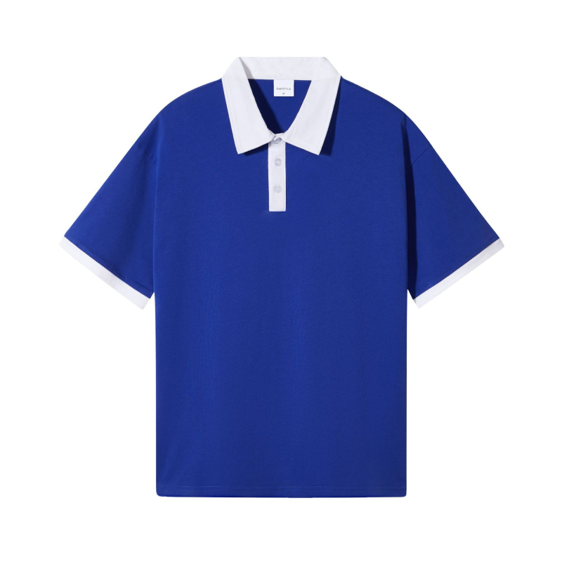 Muška retro polo majica od pamuka 245 g, dvostruka vlakna, kratki rukav, jednobojna, kontrastni ovratnik, ljeto