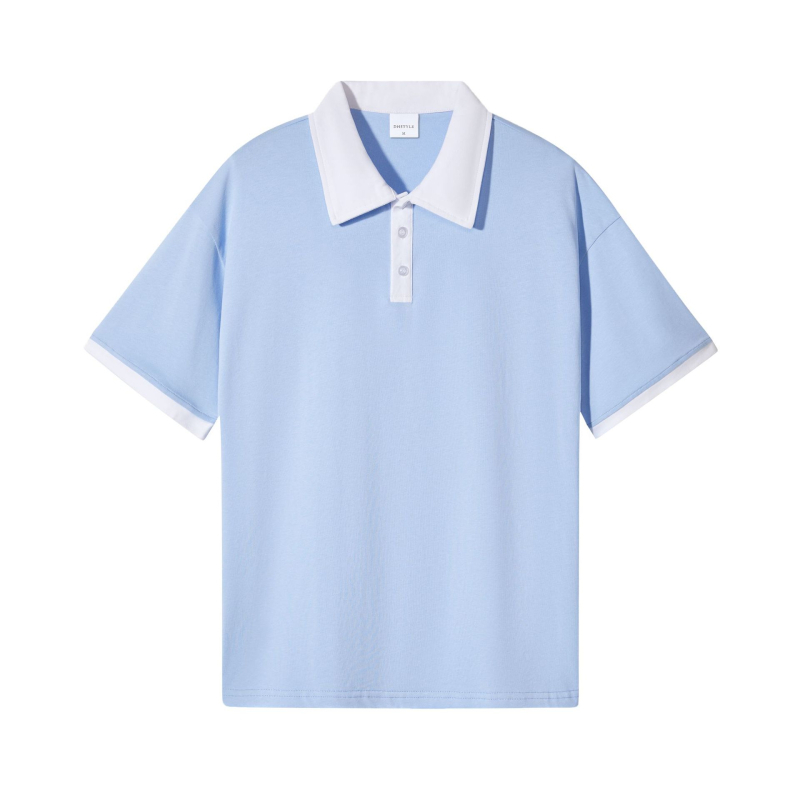 Muška retro polo majica od pamuka 245 g, dvostruka vlakna, kratki rukav, jednobojna, kontrastni ovratnik, ljeto