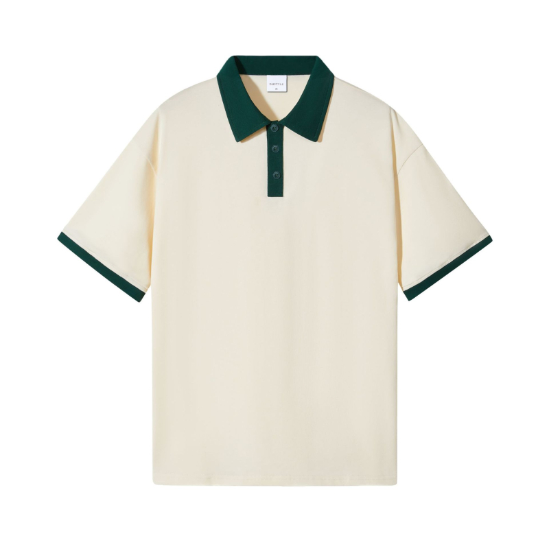 Muška retro polo majica od pamuka 245 g, dvostruka vlakna, kratki rukav, jednobojna, kontrastni ovratnik, ljeto