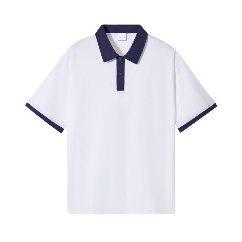 Muška retro polo majica od pamuka 245 g, dvostruka vlakna, kratki rukav, jednobojna, kontrastni ovratnik, ljeto