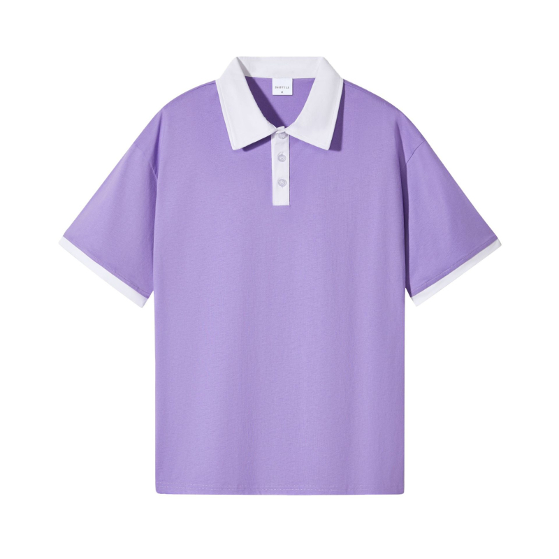 Muška retro polo majica od pamuka 245 g, dvostruka vlakna, kratki rukav, jednobojna, kontrastni ovratnik, ljeto