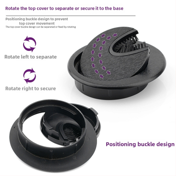 Plastična kutija za prolaz kablova za stol, otvor 65 mm, debeli poklopac otvora