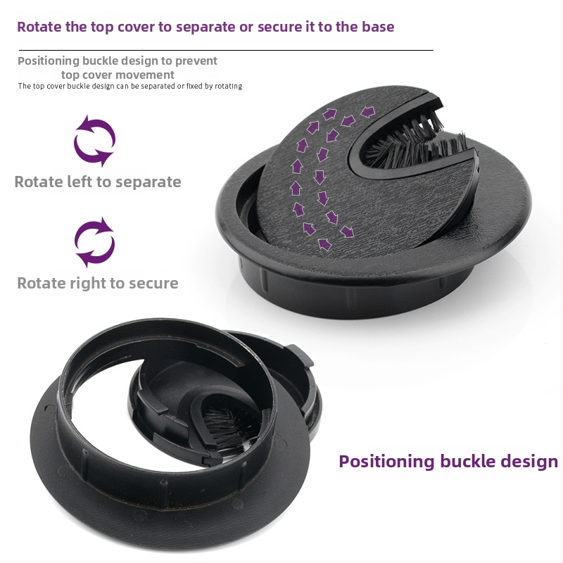 Plastična kutija za prolaz kablova za stol, otvor 65 mm, debeli poklopac otvora
