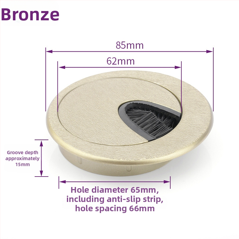 Plastična kutija za prolaz kablova za stol, otvor 65 mm, debeli poklopac otvora