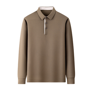Tricou polo de toamnă pentru bărbați, mâneci lungi, subțire, croială lejeră, stil tată