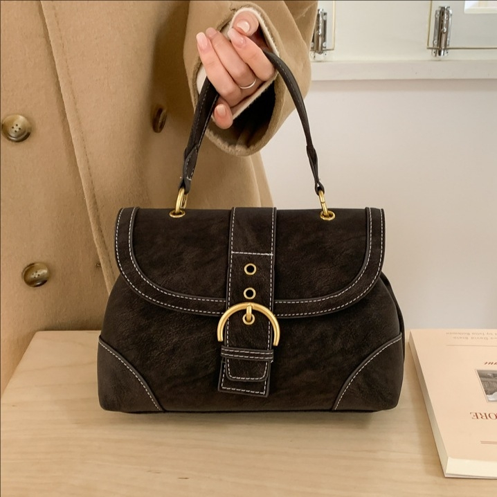 Ženska PU crossbody torba, srednje veličine, vodoravnog kvadratnog oblika, gradski minimalisticki stil, jesen/zima 2025