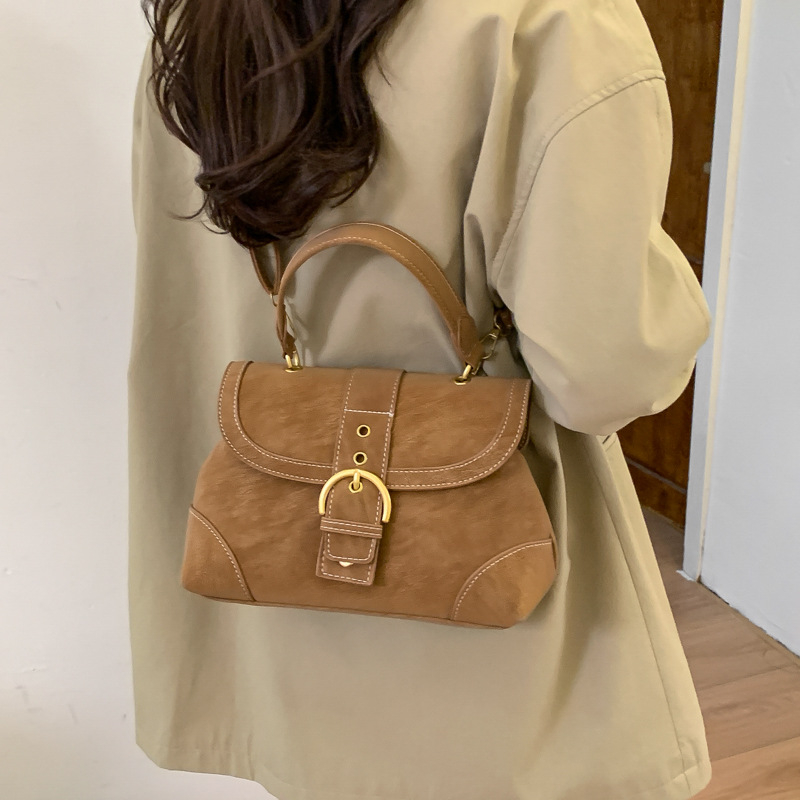 Ženska PU crossbody torba, srednje veličine, vodoravnog kvadratnog oblika, gradski minimalisticki stil, jesen/zima 2025