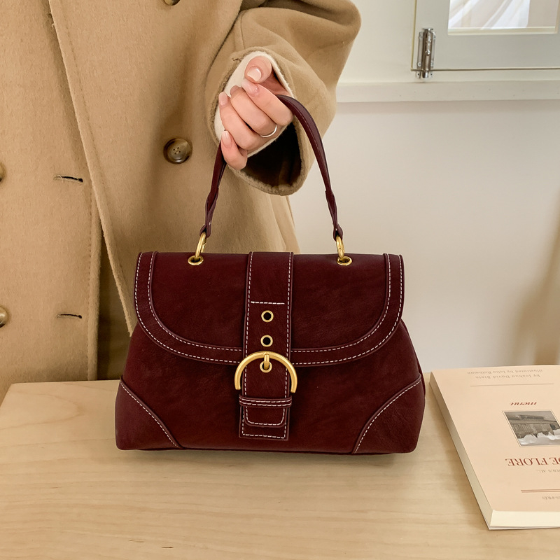Ženska PU crossbody torba, srednje veličine, vodoravnog kvadratnog oblika, gradski minimalisticki stil, jesen/zima 2025