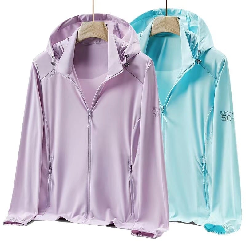 Unisex odjeća za sunčevu zaštitu s patentnim zatvaračem, lagani ljetni kardigan od Ice Silk, UV50+, prozračni, s odvojivom kapuljačom
