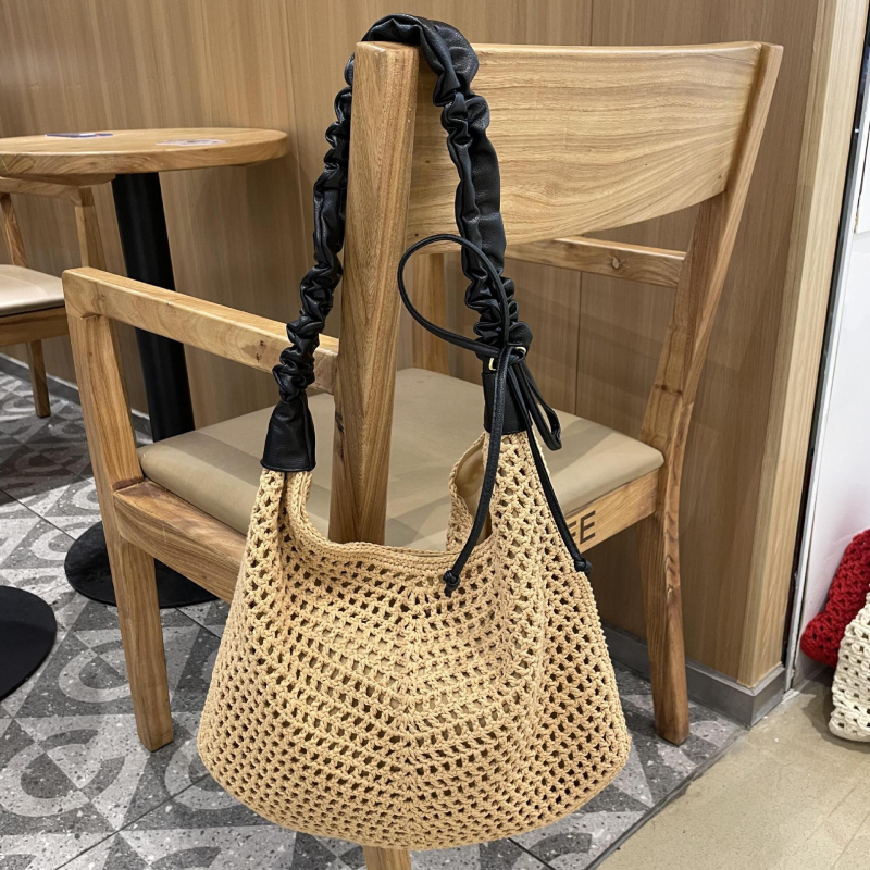 Ženska plažna torba od pletenog materijala u korejskom stilu, 2026 novi model, velika kapaciteta, torba za ramena