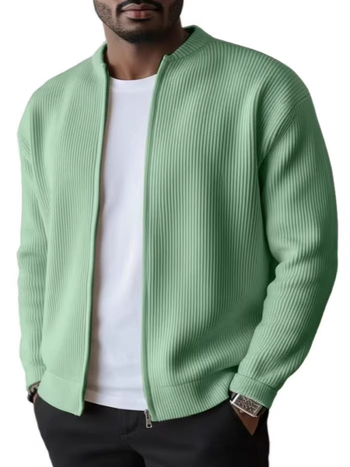 Corduroy férfi kabát, hosszú ujjú, egyszínű, álló gallér, minimalistikus casual külső ruházat tavaszra és őszre