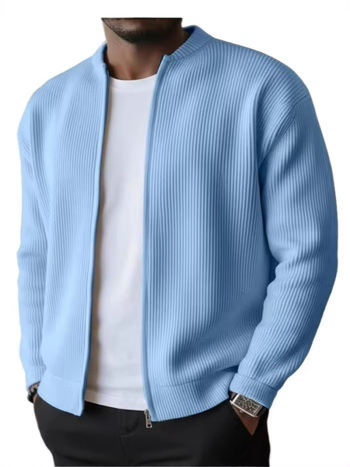 Corduroy férfi kabát, hosszú ujjú, egyszínű, álló gallér, minimalistikus casual külső ruházat tavaszra és őszre