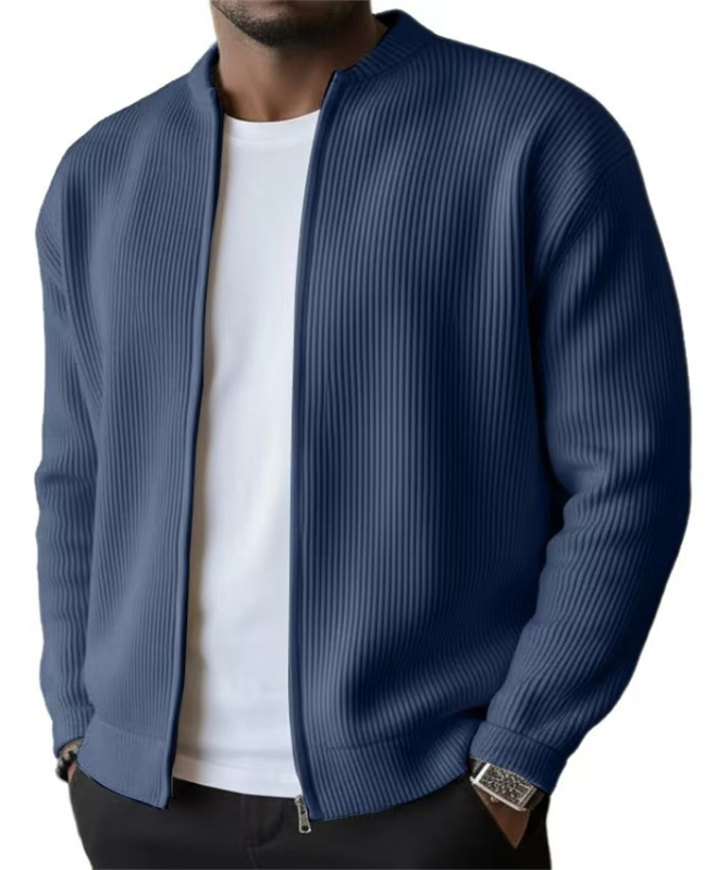 Corduroy férfi kabát, hosszú ujjú, egyszínű, álló gallér, minimalistikus casual külső ruházat tavaszra és őszre
