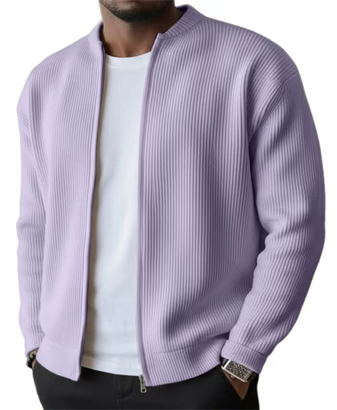 Corduroy férfi kabát, hosszú ujjú, egyszínű, álló gallér, minimalistikus casual külső ruházat tavaszra és őszre