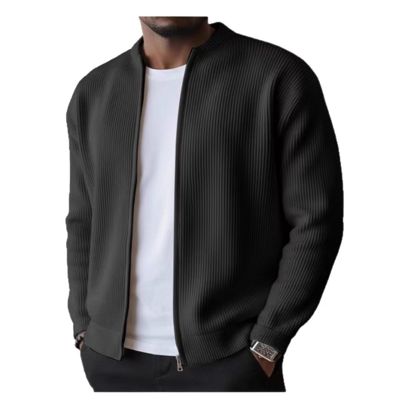 Corduroy férfi kabát, hosszú ujjú, egyszínű, álló gallér, minimalistikus casual külső ruházat tavaszra és őszre