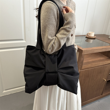Tote torba u korejskom stilu s mašnicom, velik kapacitet, crossbody ili na ramenu, platnena torba, elegantna za studente