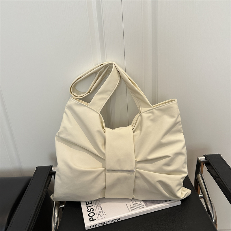 Tote torba u korejskom stilu s mašnicom, velik kapacitet, crossbody ili na ramenu, platnena torba, elegantna za studente