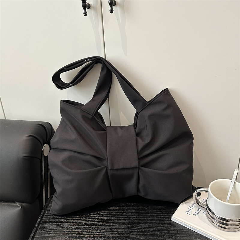 Tote torba u korejskom stilu s mašnicom, velik kapacitet, crossbody ili na ramenu, platnena torba, elegantna za studente