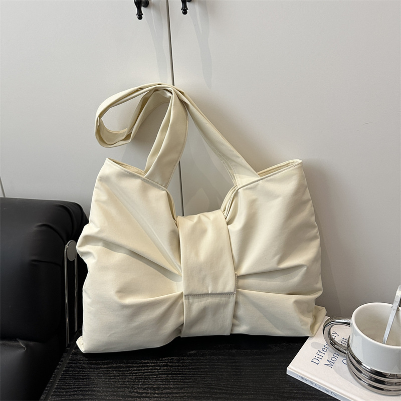 Tote torba u korejskom stilu s mašnicom, velik kapacitet, crossbody ili na ramenu, platnena torba, elegantna za studente