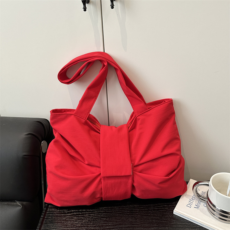 Tote torba u korejskom stilu s mašnicom, velik kapacitet, crossbody ili na ramenu, platnena torba, elegantna za studente
