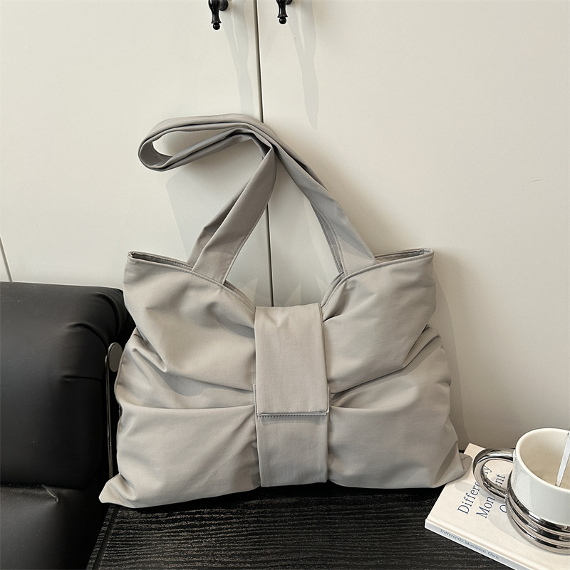 Tote torba u korejskom stilu s mašnicom, velik kapacitet, crossbody ili na ramenu, platnena torba, elegantna za studente