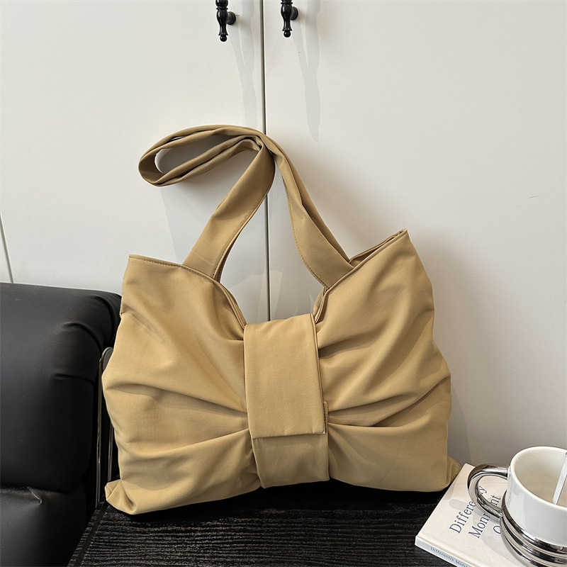 Tote torba u korejskom stilu s mašnicom, velik kapacitet, crossbody ili na ramenu, platnena torba, elegantna za studente