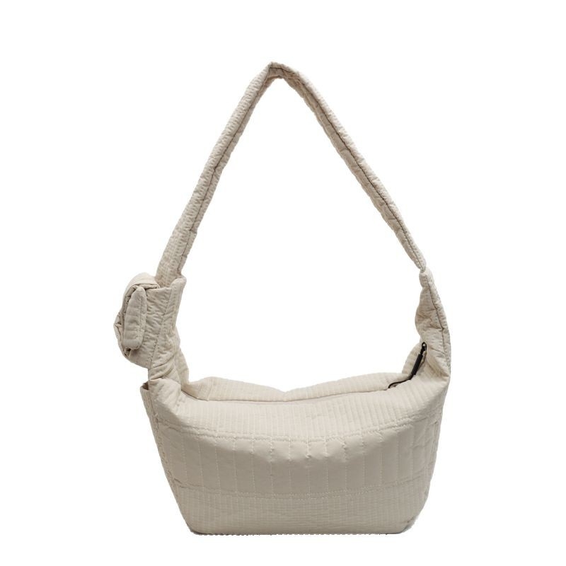 Torba preko ramena u obliku dumplinga, platnena, velika kapaciteta, jednobojna, gradski stil