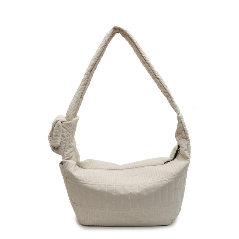 Torba preko ramena u obliku dumplinga, platnena, velika kapaciteta, jednobojna, gradski stil