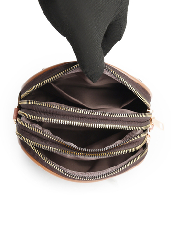 Ženska mala okrugla crossbody torba, mekana koža