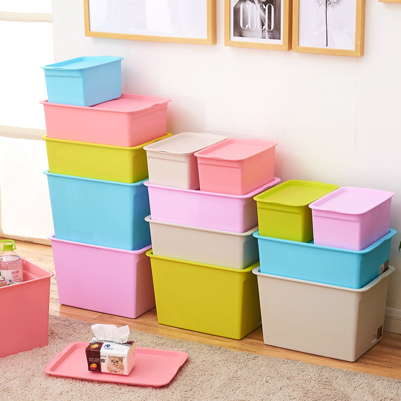 Višebojna plastična kutija za pohranu, slagiva, otporna na prašinu, stolni organizator, 25 L, dimenzije 41×27.5×25.8 cm