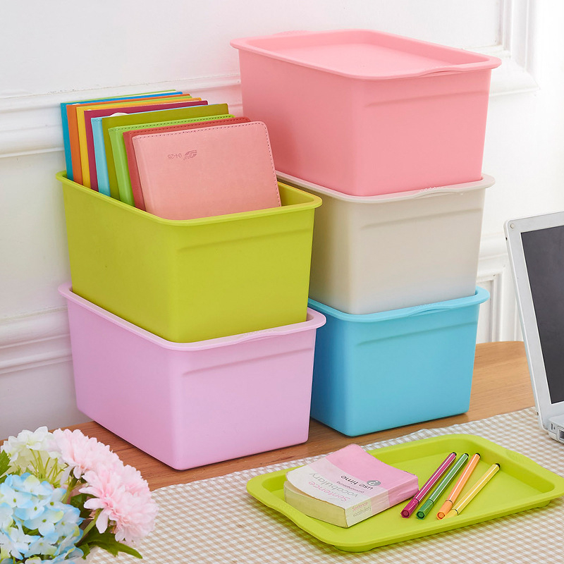 Višebojna plastična kutija za pohranu, slagiva, otporna na prašinu, stolni organizator, 25 L, dimenzije 41×27.5×25.8 cm
