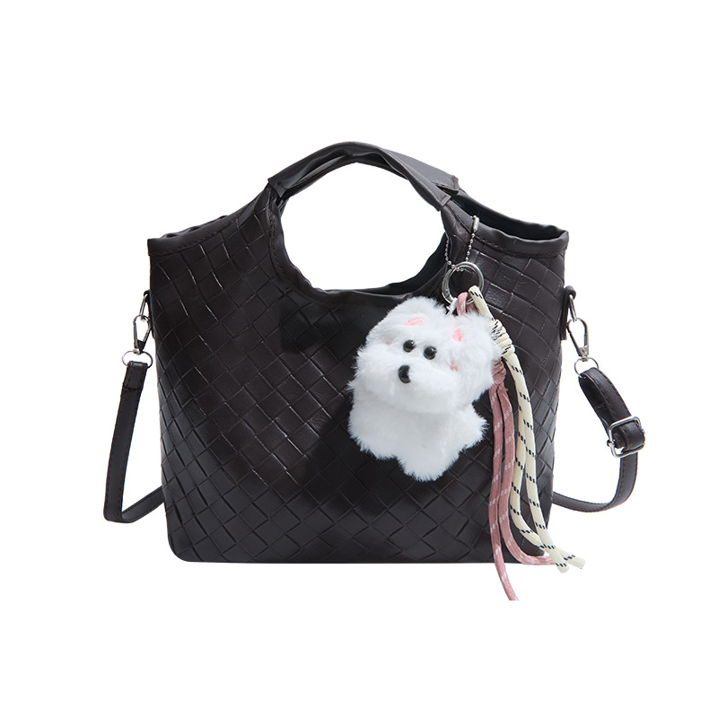 Ženska torbica u korejskom stilu s tkanim uzorkom, jednostavan, svestran i moderan dizajn; torba za rame i crossbody, velika zapremina, torba tipa kanta