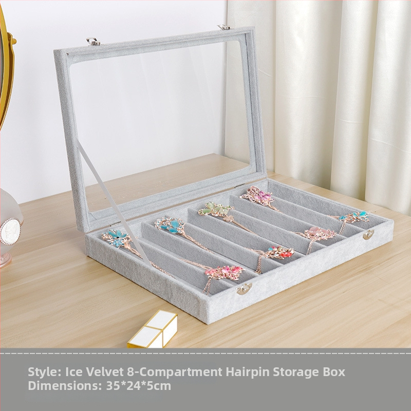 Box na uloženie sponiek do vlasov v starobylom štýle, retro stolný displejový box na doplnky a šperky, priehľadná sklenená šperkovnica