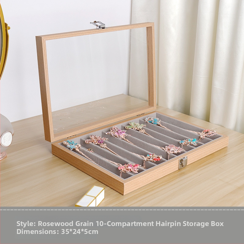 Box na uloženie sponiek do vlasov v starobylom štýle, retro stolný displejový box na doplnky a šperky, priehľadná sklenená šperkovnica