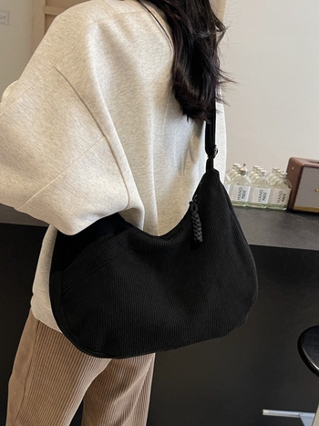 Corduroy dumpling torba, japanskog stila casual preko ramena, velika kapaciteta, model 2026