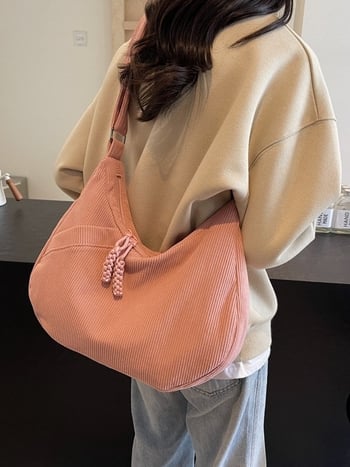 Corduroy dumpling torba, japanskog stila casual preko ramena, velika kapaciteta, model 2026