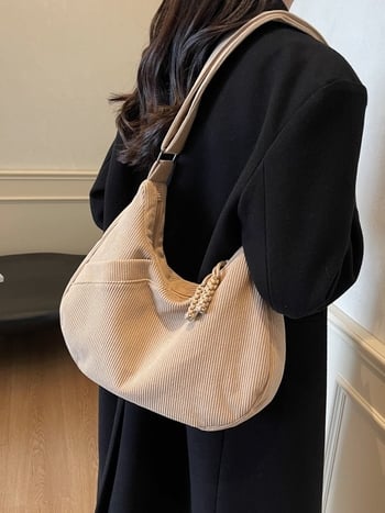 Corduroy dumpling torba, japanskog stila casual preko ramena, velika kapaciteta, model 2026