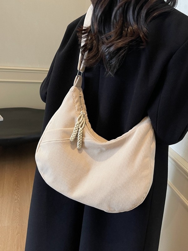 Corduroy dumpling torba, japanskog stila casual preko ramena, velika kapaciteta, model 2026
